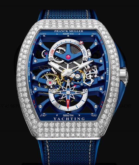 Review Buy Franck Muller Vanguard Yachting Anchor Skeleton Power Reserve Replica Watch for sale Cheap Price V 45 S6 PR SQT ANCRE YACHT D (BL) OG
